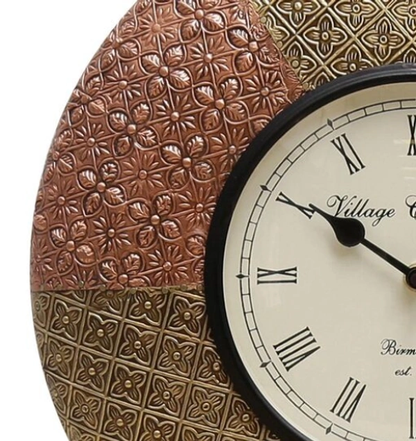 Beautiful Wooden Rajasthani Art Work Wall Clock - Wooden, Acrylic/ Decorative Clock, Pack of 1, Round